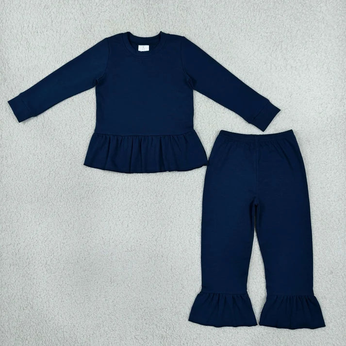 Sibling Baby Girls Long Sleeve Tunic Ruffle Pant Cotton Clothes Sets