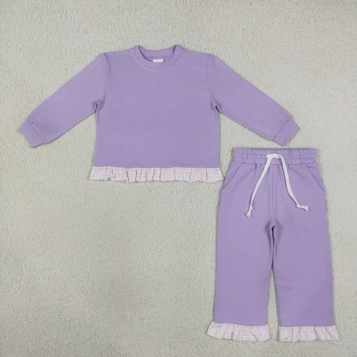 Sibling Baby Girls Long Sleeve Shirts Top Pockets Ruffle Pants Clothes Sets