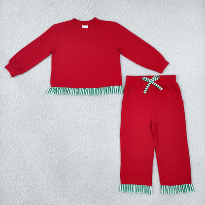 Sibling Baby Girls Long Sleeve Shirts Top Pockets Ruffle Pants Clothes Sets