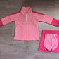 Baby Girls Pink Stripe Zip Pullovers Shorts Yoga Active Clothes Sets Preorder GLS0106