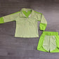 Baby Girls Green Stripe Zip Pullovers Shorts Yoga Active Clothes Sets Preorder GLS0109