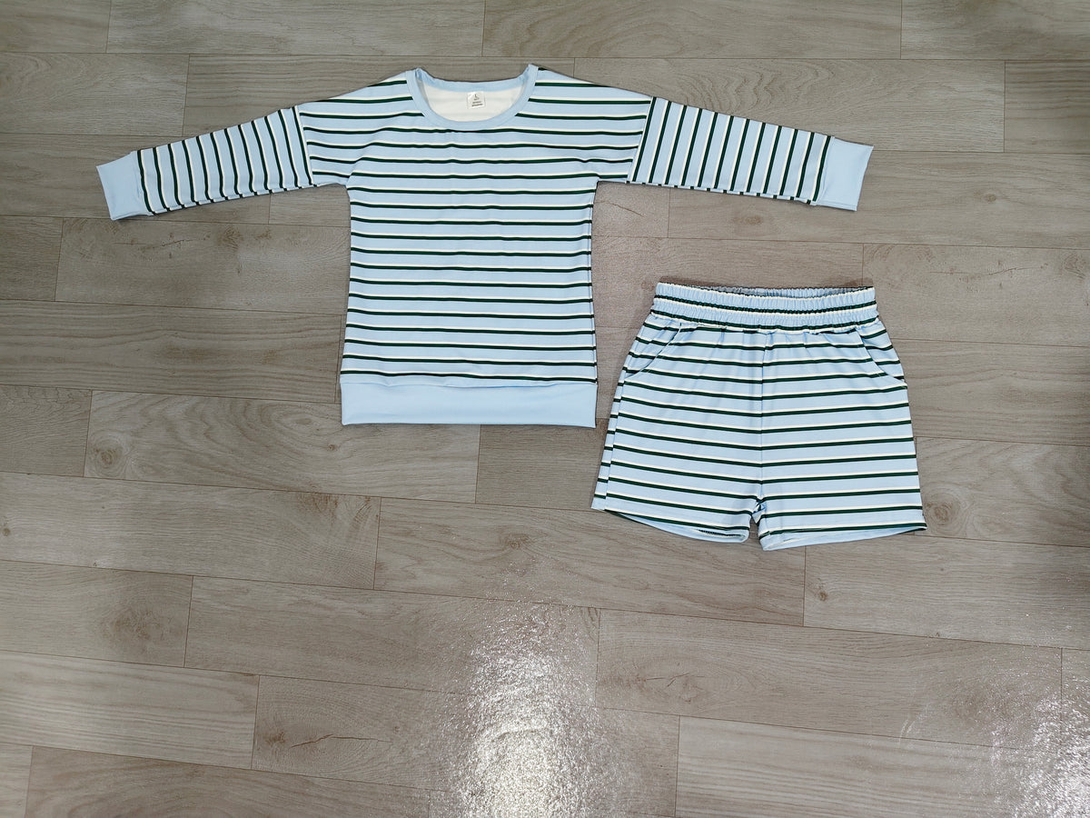 Baby Girls Clothes Light Blue Long Sleeve Shirt Top Short Yoga Active Clothes Sets GLS0133