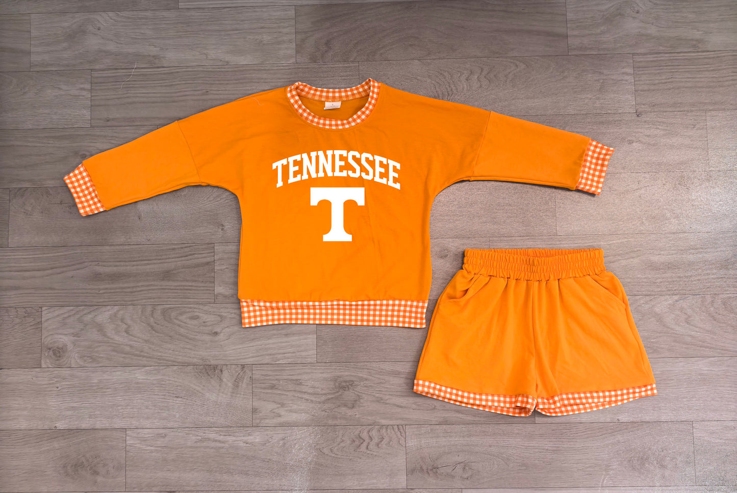 Baby Girls Clothes Vinyl Tennessee Long Sleeve Top Short Team Clothes Set Preorder GLS0163