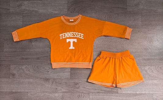 Baby Girls Clothes Vinyl Tennessee Long Sleeve Top Short Team Clothes Set Preorder GLS0163