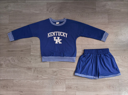 Baby Girls Clothes Vinyl Kentucky Long Sleeve Top Short Team Clothes Set Preorder GLS0164