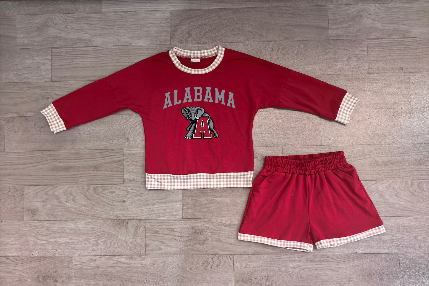 Baby Girls Clothes Vinyl Alabama Long Sleeve Tops Short Team Clothes Set Preorder GLS0165