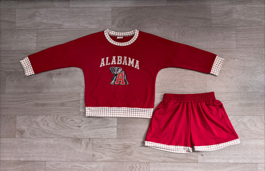 Baby Girls Clothes Vinyl Alabama Long Sleeve Tops Short Team Clothes Set Preorder GLS0165