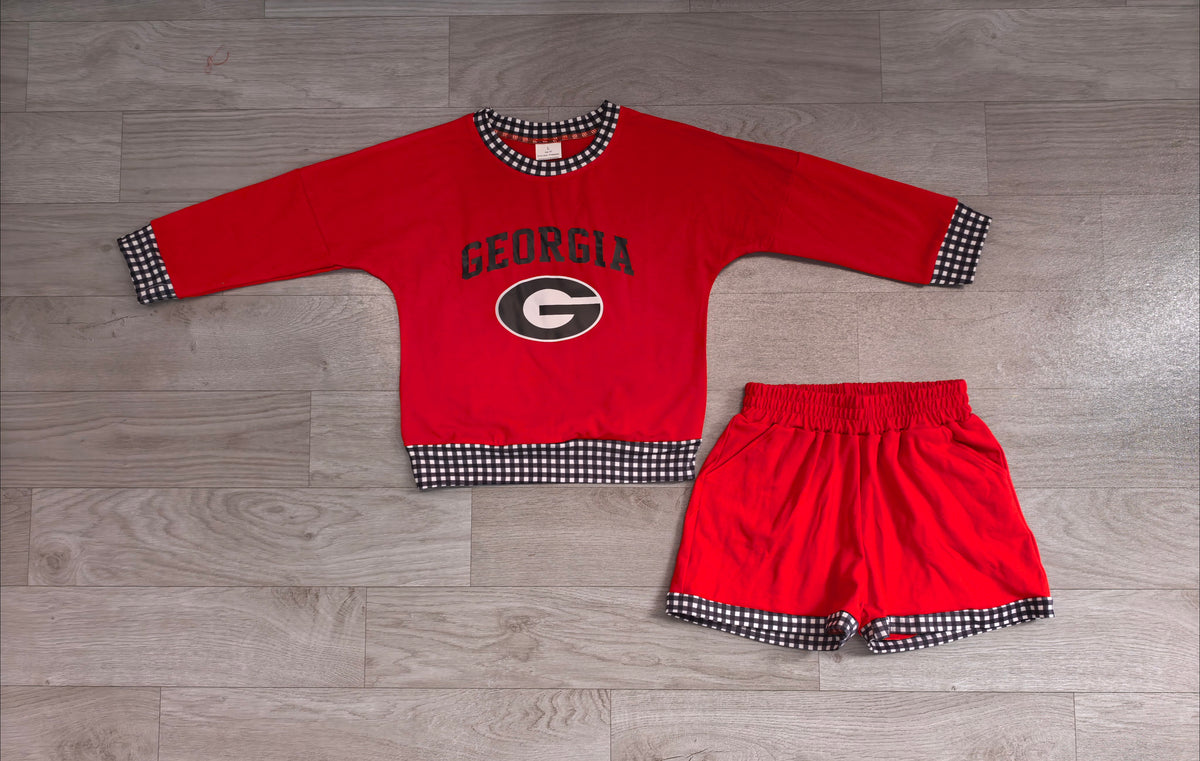 Baby Girls Clothes Vinyl Georgia Long Sleeve Top Short Team Clothes Set Preorder GLS0168