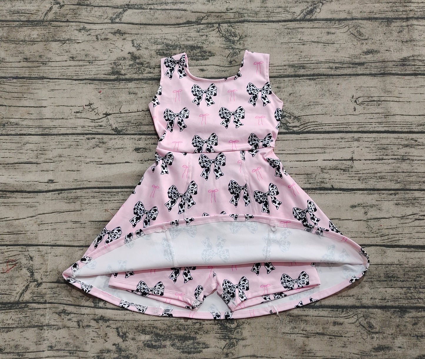 Baby Girls Dress Western Cow Print Bow Sleeveless Knee Length Dresses Preorder GSD1853 3.13