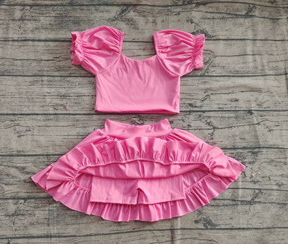 Baby Girls Clothes Pink Yoga Shirt Skirt Active Wear Skirts Skort Sets Preorder GSD2102
