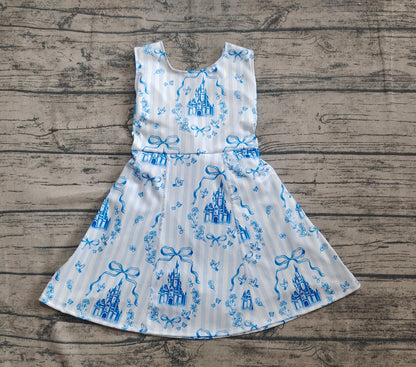 Baby Girls Dress Blue Castles Yoga Skort Knee Length Dresses Preorder GSD2200 4.12