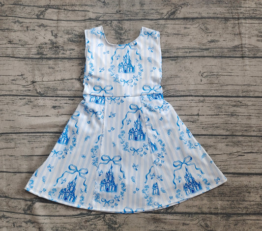 Baby Girls Dress Blue Castles Yoga Skort Knee Length Dresses Preorder GSD2200 4.12