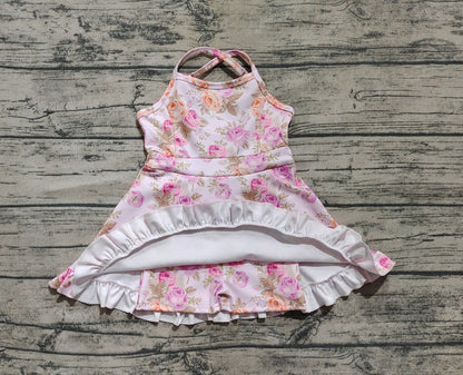 Baby Girls Dress Peach Strap Floral Yoga Ruffle Knee Length Dresses Preorder GSD2280 3.26