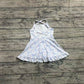 Baby Girls Clothes Strap Blue Bows Floral Yoga Ruffle Knee Length Dresses Preorder GSD2290 3.26