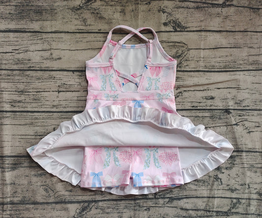 Baby Girls Dress Lavender Strap Colorful Bows Yoga Ruffle Knee Length Dresses Preorder GSD2295 5.2