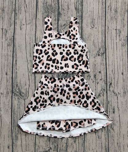 Preorder Baby Girls Clothes Sleeveless Leopard Top Skort Yoga Set GSD2327 8.2