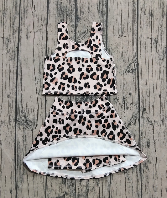 Preorder Baby Girls Clothes Sleeveless Leopard Top Skort Yoga Set GSD2327 8.2