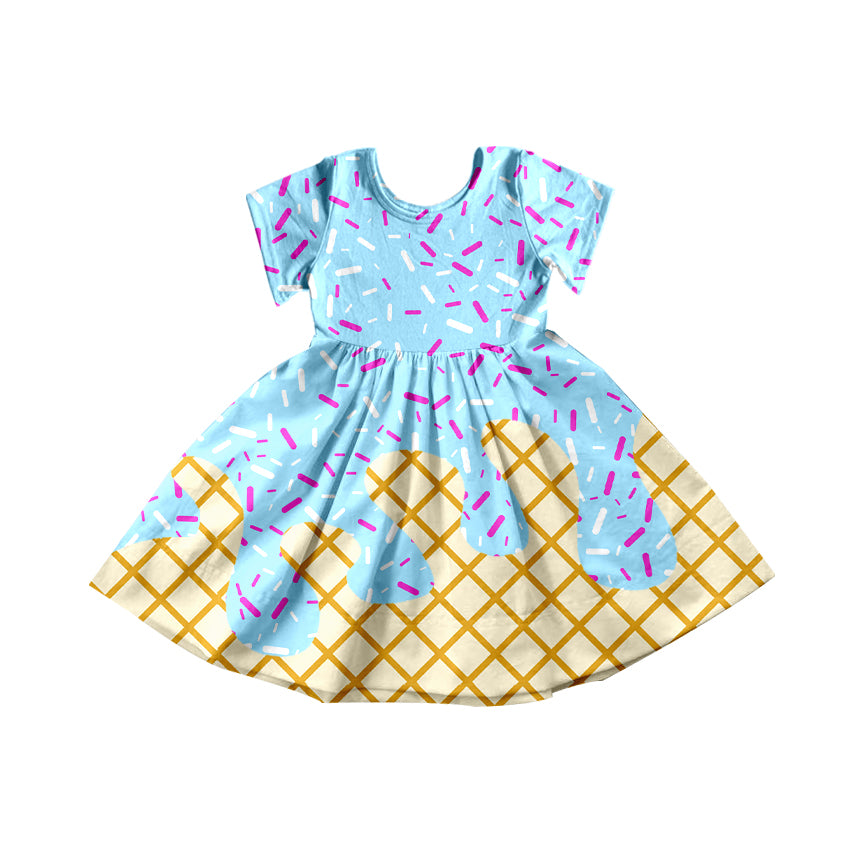 Baby Girls Dress Blue Short Sleeves Team Knee Length Dresses Preorder GSD2381 3.24
