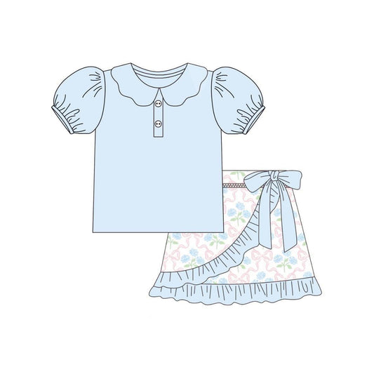 Baby Girls Clothes Short Sleeves Button Tunic Floral Ruffle Short Set Preorder GSD2386 3.22