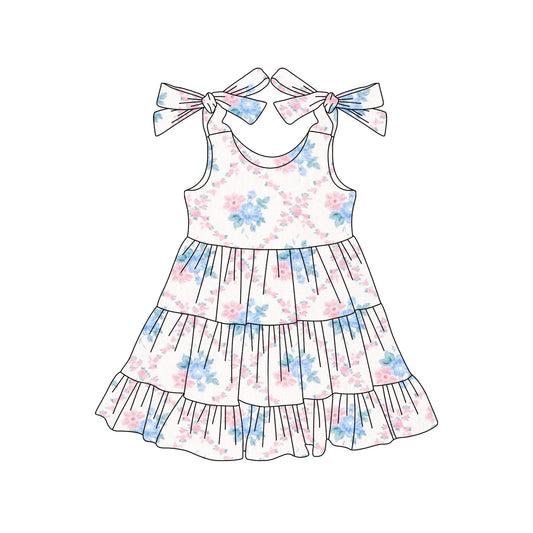 Baby Girls Dress Strap Floral Plaid Knee Length Dress GSD2401 3.27