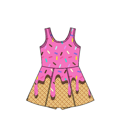 Baby Girls Athletic Dress Hot Pink Ice-cream Drip Yoga Skort Knee Length Dresses Preorder GSD2413 3.31