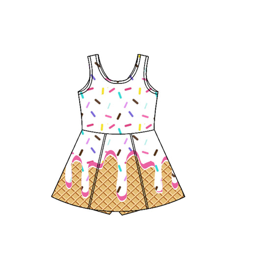 Baby Girls Athletic Dress White Ice-cream Drip Yoga Skort Knee Length Dresses Preorder GSD2418 3.29