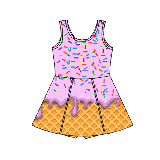 Baby Girls Active Wear Dress Lavender Ice-cream Drip Yoga Skort Knee Length Dresses Preorder GSD2425 3.29