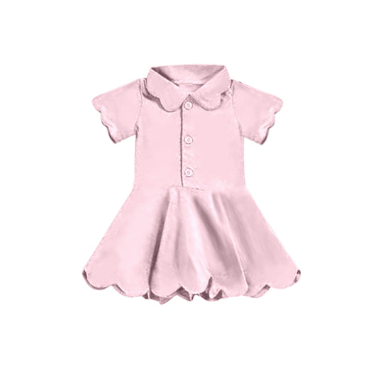 Baby Girls Dress Pink Short Sleeves Button Yoga Knee Length Dresses Preorder GSD2471 4.8