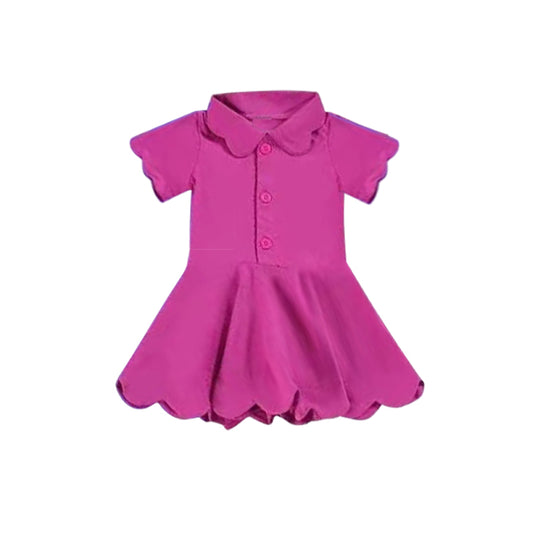 Baby Girls Dress Short Sleeves Button Yoga Knee Length Dresses Preorder GSD2476 4.8