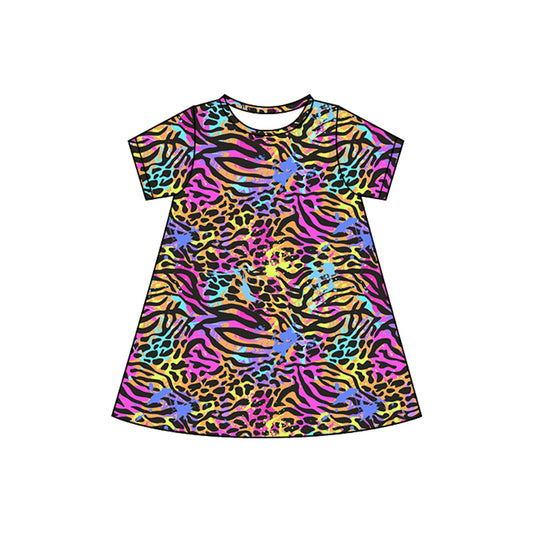 Baby Girls Dress Short Sleeves Colorful Stripes Knee Length Dresses Preorder GSD2479 4.3