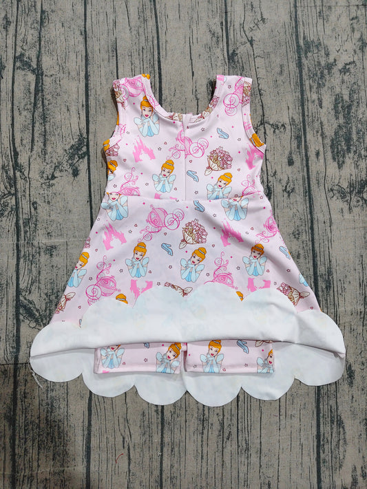 Preorder Baby Girls Dress Pink Sleeveless Princess Yoga Knee Length Dresses GSD2489