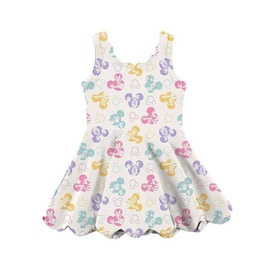 Baby Girls Clothes Sleeveless Colorful Cartoon Yoga Knee Length Dresses Preorder GSD2490 4.8