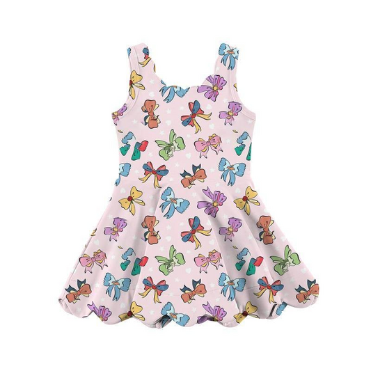 Baby Girls Clothes Pink Sleeveless Colorful Bows Yoga Knee Length Dresses Preorder GSD2492 4.8