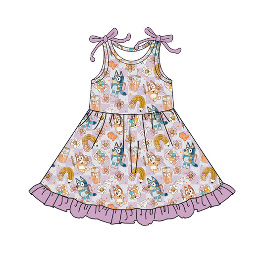 Baby Girls Dress Lavender Sleeveless Cartoon Dogs Pencil Knee Length Dresses Preorder GSD2501 4.8