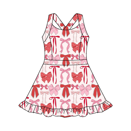 Baby Girls Dress Strap Red Pink Bows Plaid Activity Wear Yoga Knee Length Dresses Preorder GSD2562 5.2