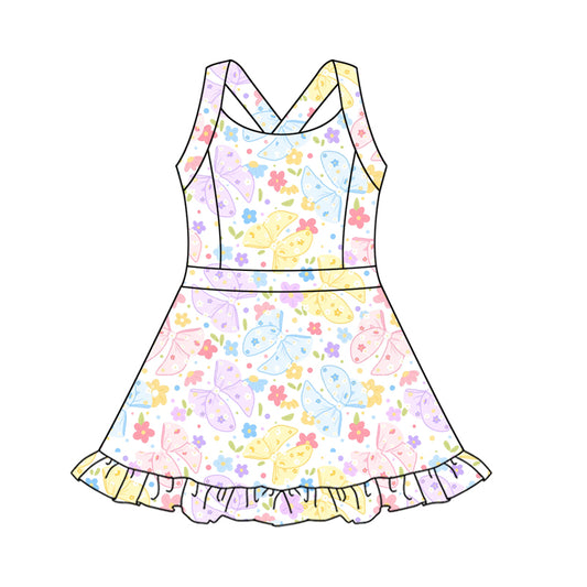 Baby Girls Dress Strap Colorful Butterfly Flowers Activity Wear Yoga Knee Length Dresses Preorder GSD2565 5.2