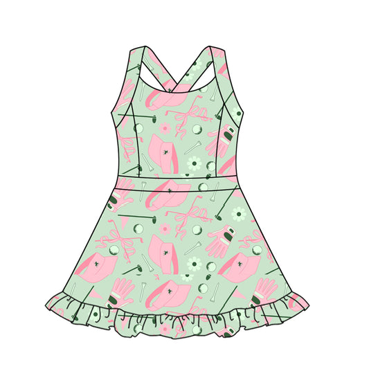 Baby Girls Dress Strap Green Golf Hats Activity Wear Yoga Knee Length Dresses Preorder GSD2569 5.2