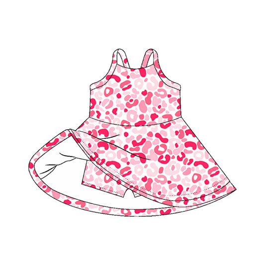 Baby Girls Dress Strap Pink Leopard Shorts Knee Length Dresses Preorder GSD2647 5.30