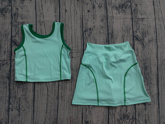 Baby Girls Sleeveless Aqua Vest Top Skirts Sets Preorder GSD2671