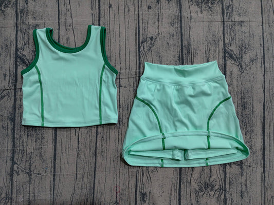 Baby Girls Sleeveless Aqua Vest Top Skirts Sets Preorder GSD2671