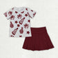 Kids Sibling Clothing Baby Girls Cheer Plaid Shirts Top Yoga Skorts Team Sets 8.16