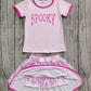 Baby Girls Clothes Pink Short Sleeves Spooky Top Ghosts Bows Plaid Skirts Set Preorder GSD2776 8.2