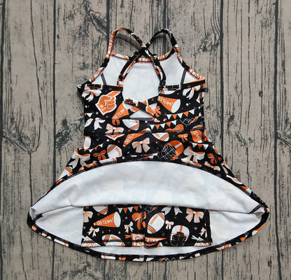 Baby Girls Dress Strap Bows Footballs Plaid Shorts Team Yoga Active Knee Length Dresses Preorder GSD2777 8.2