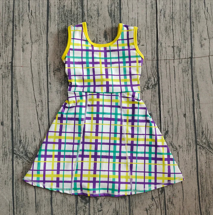 Baby Girls Mardigras Checked Yoga Shorts Knee Length Dresses Preorder GSD2945 11.17