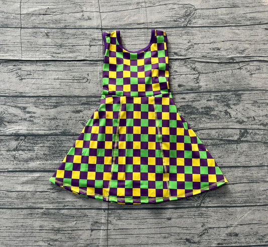 Baby Girls Mardigras Checked Yoga Shorts Knee Length Dresses Preorder GSD2946 11.17