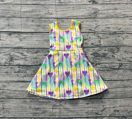 Baby Girls Mardigras Bows Stripe Yoga Shorts Knee Length Dresses Preorder GSD2948 11.17
