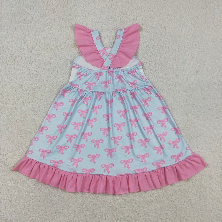 Sibling Mama's Girls Strap Bows Ruffle Knee Length Dress Bummies Tunic Rompers
