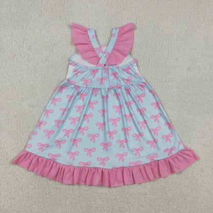Sibling Mama's Girls Strap Bows Ruffle Knee Length Dress Bummies Tunic Rompers