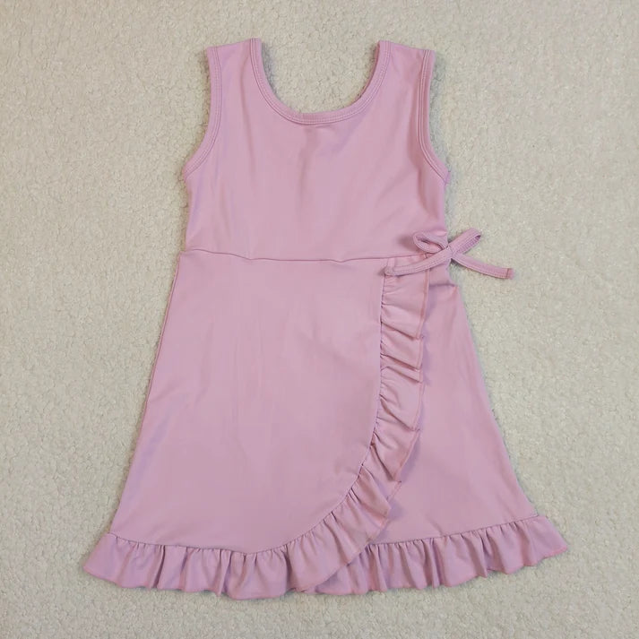 Sibling Baby Girls Sleeveless Yoga Active Ruffle Knee Length Dresses
