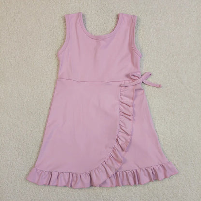 Sibling Baby Girls Sleeveless Yoga Active Ruffle Knee Length Dresses